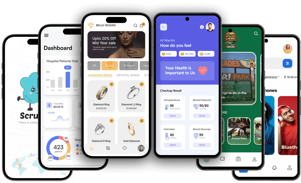 Mobile app: dashboard screens