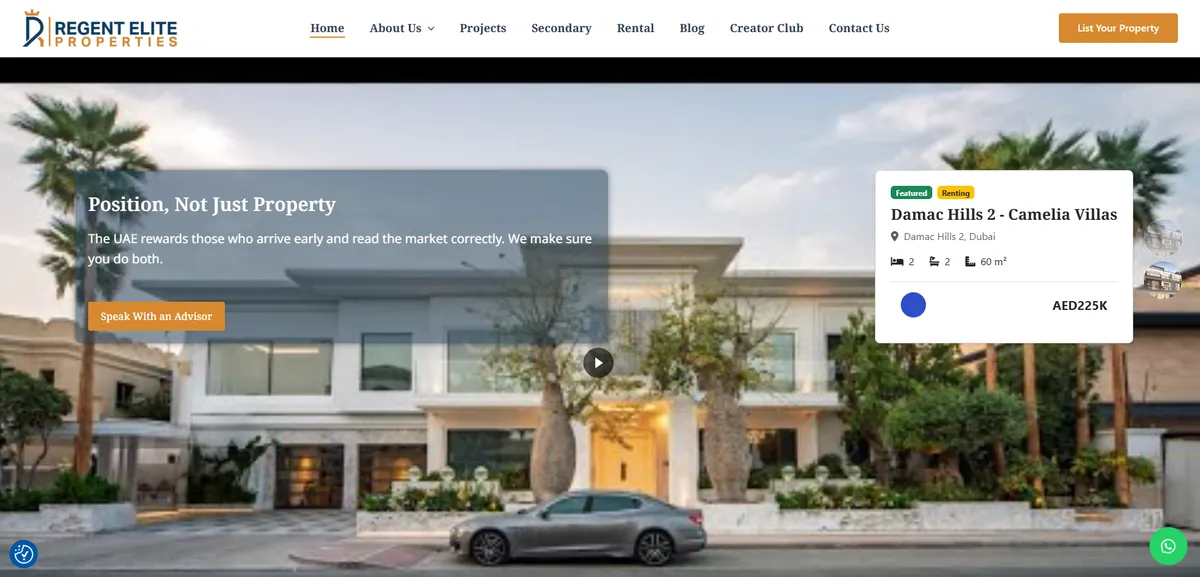 Regent Elite Properties website